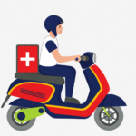 delivery rider on scooter illustration