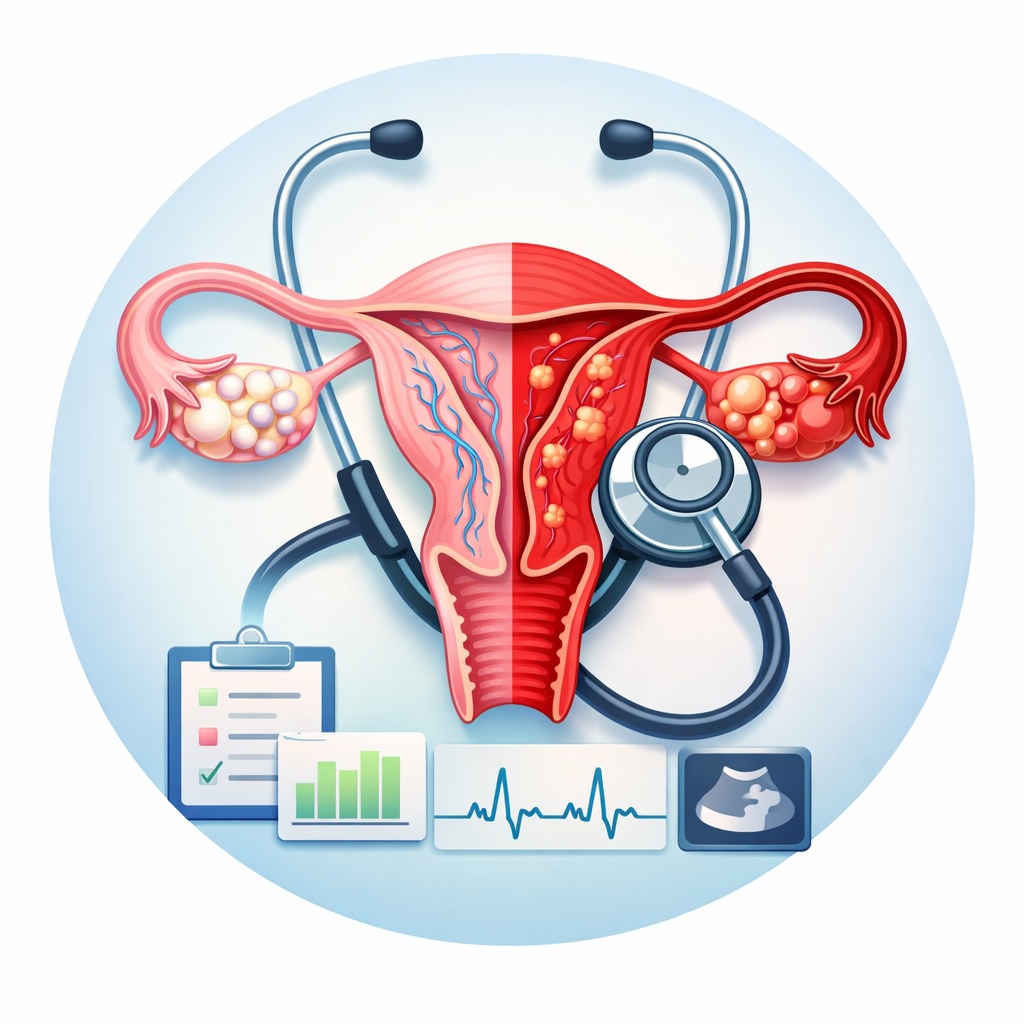 healthy vs unhealthy uterus illustration